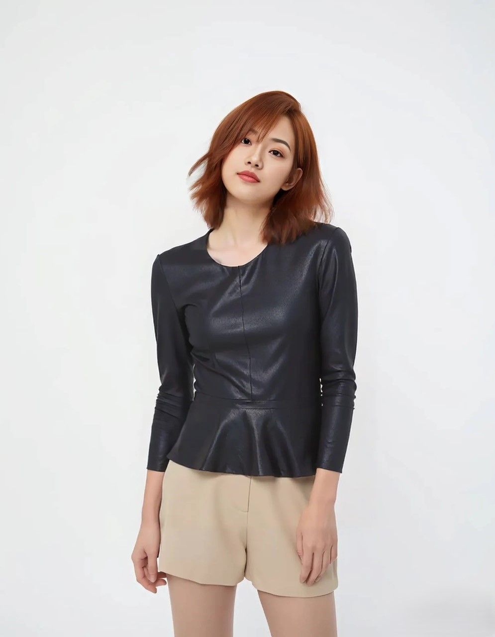 Leren stretch top