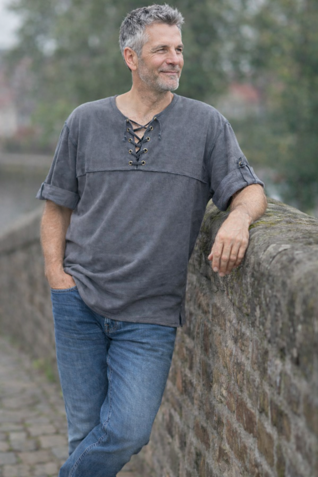 Suede grijs heren shirt