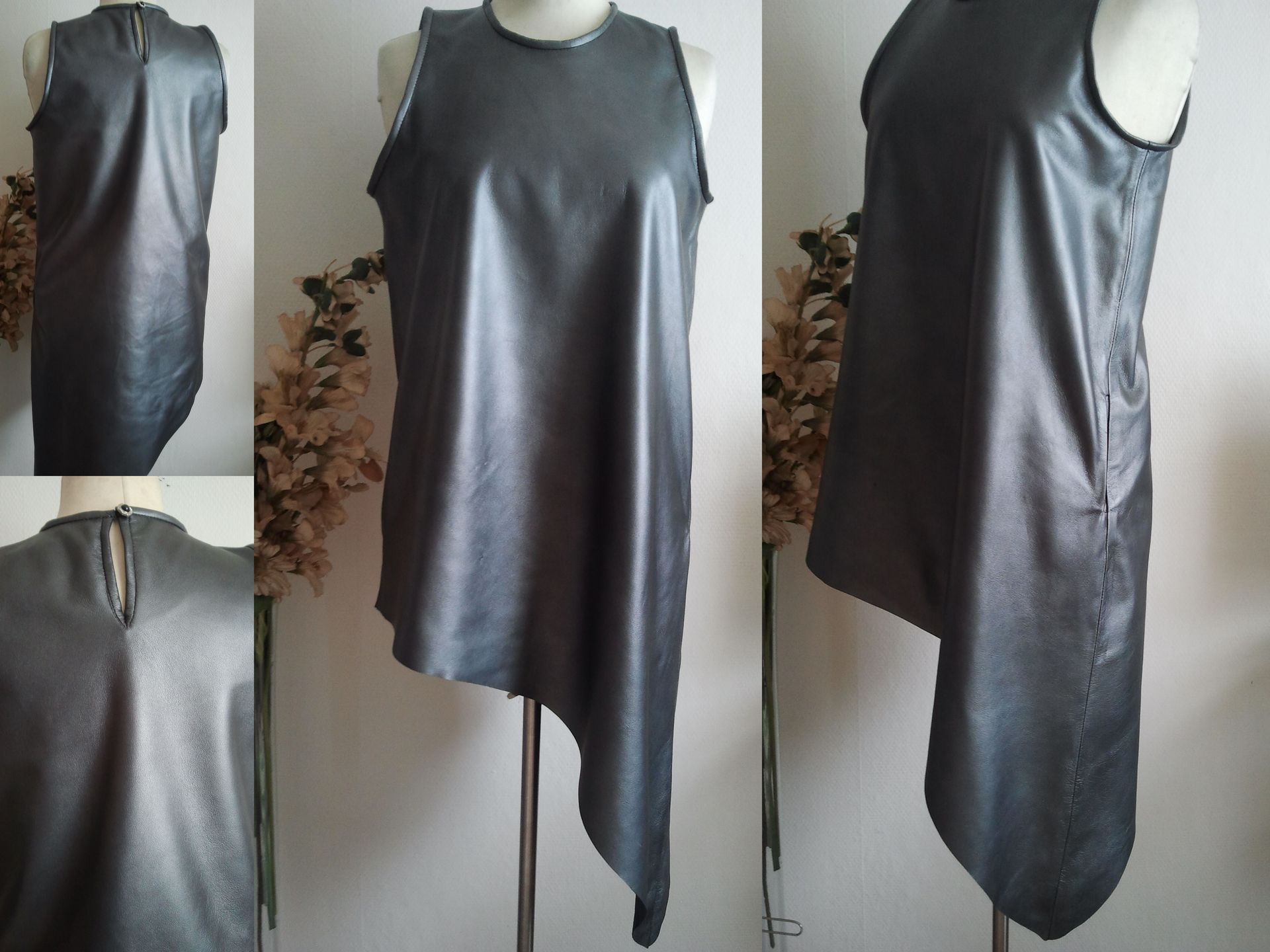 Grijze leren tuniek