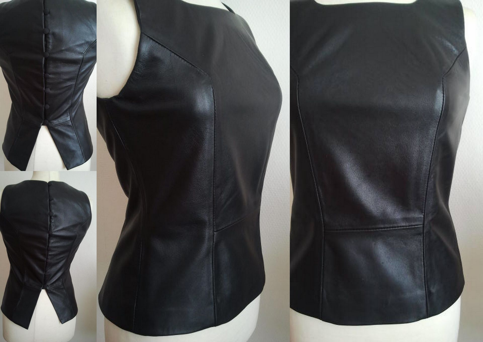 Zwarte leren top mouwloos