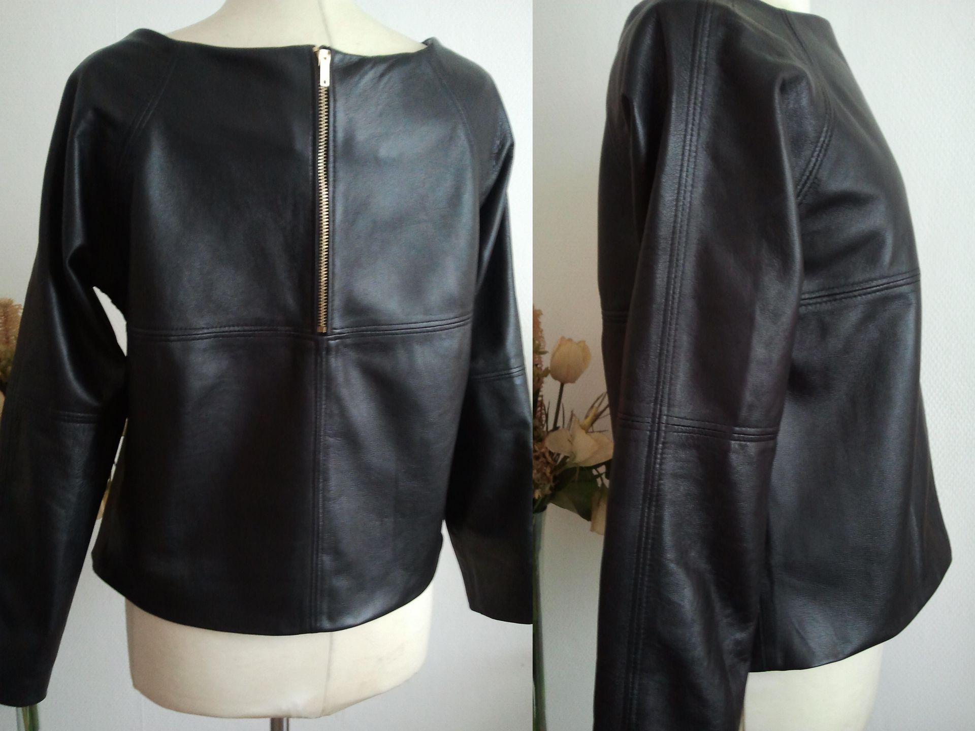 Zwart leren korte shirt
