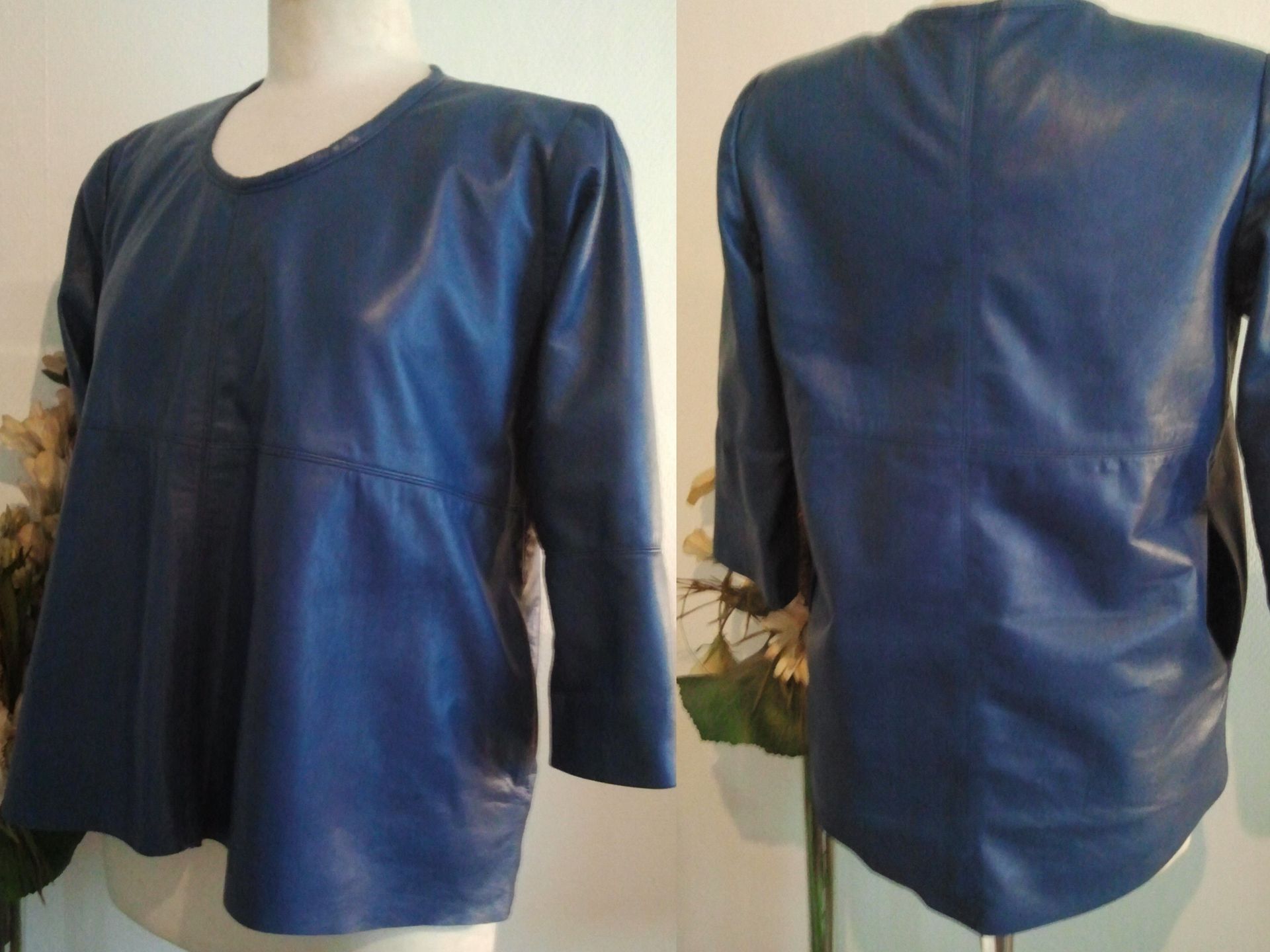 Blauw leren shirt , tuniek