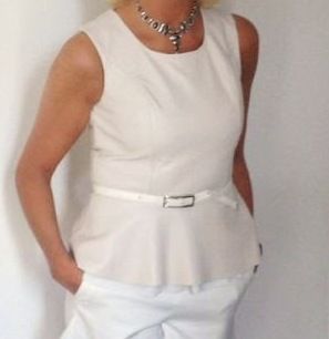Witte leren peplum top