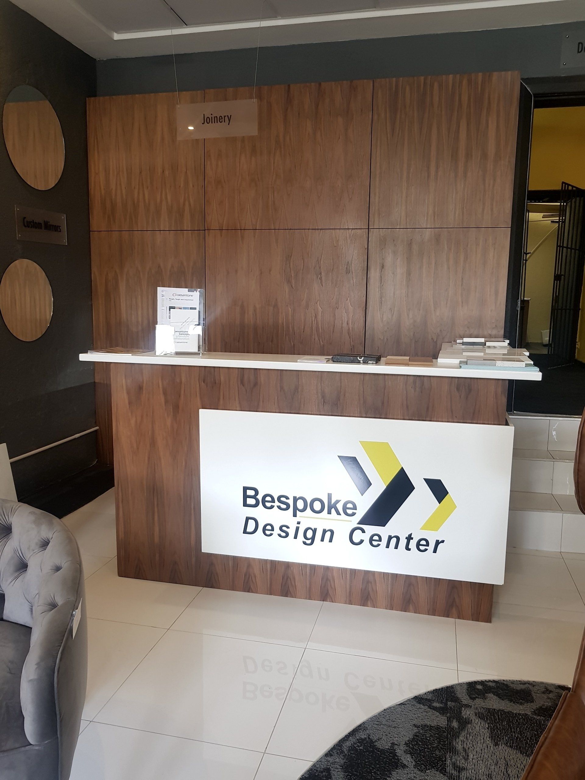 Bespoke Design Center interior desk signage