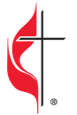 A red flame and a black cross, the symbol of the United Methodist Church.