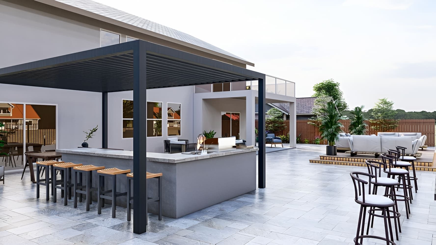A Patio Area With Marble Benchtop — Stone Theory In Queanbeyan West, NSW