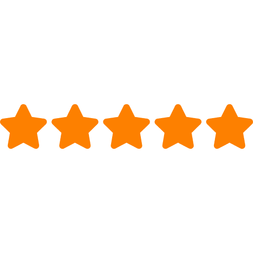 A row of orange stars on a white background