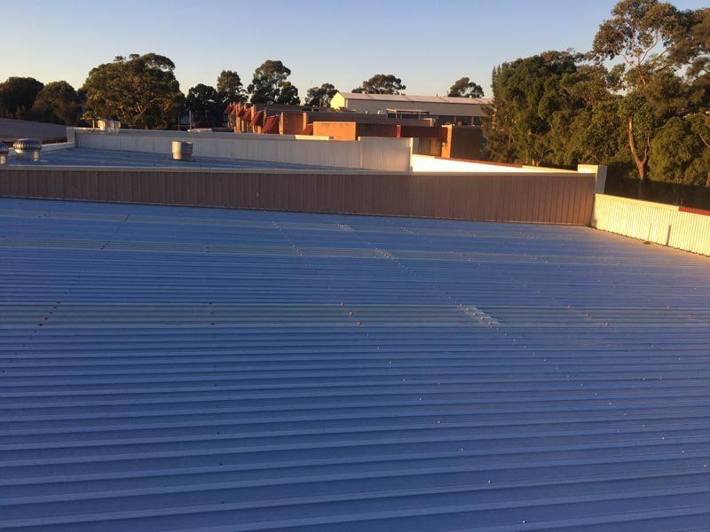 Top view of metal roof replacement