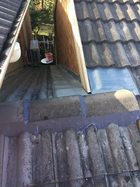 Roof repair work in progress