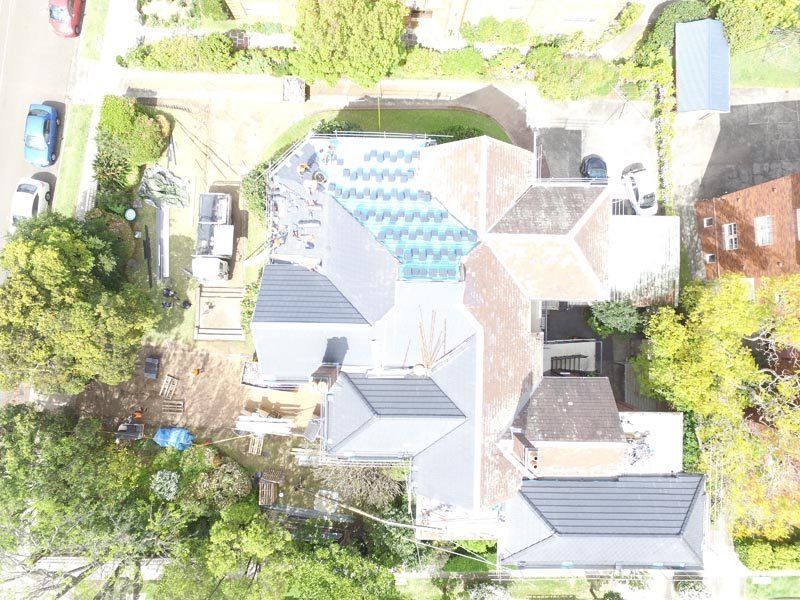 Aerial view of concrete tile roof