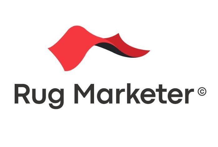 A logo for rug marketer with a red and black wave