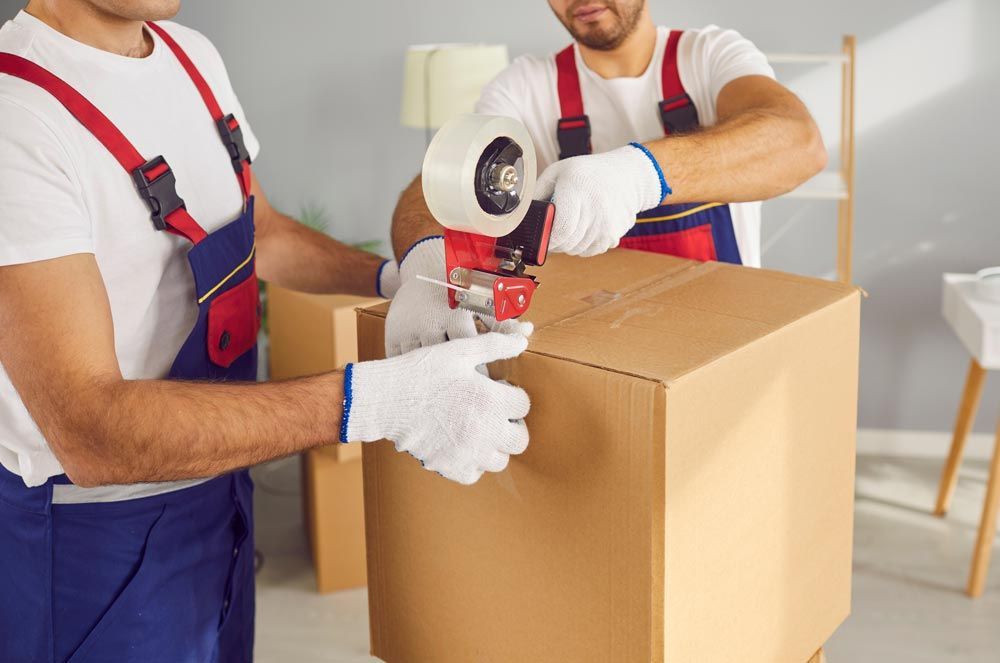 Man Adding Tape To A Moving Box