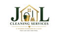 Logo for J&L Cleaning Services, featuring a house icon with cleaning supplies on a gradient gold background.