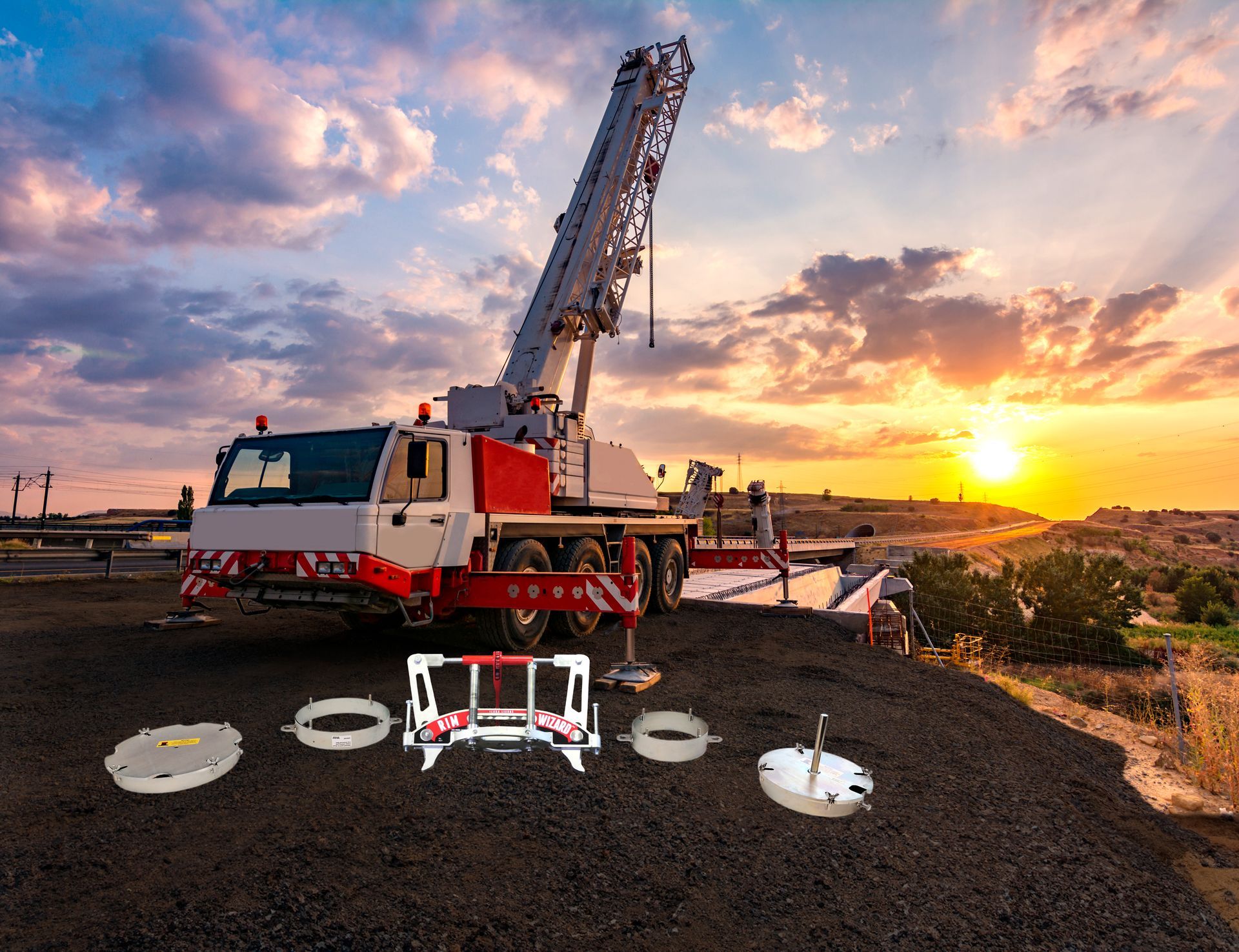 Suuri nosturi istuu likakasan päällä.