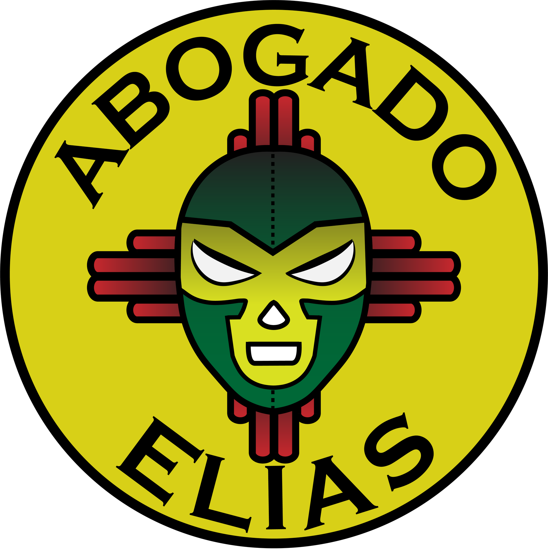 A logo for abogado elias with a mask on it