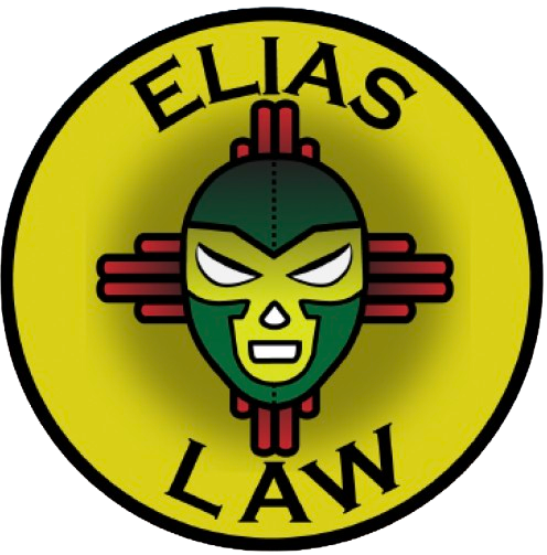 A logo for elias law with a mask on it