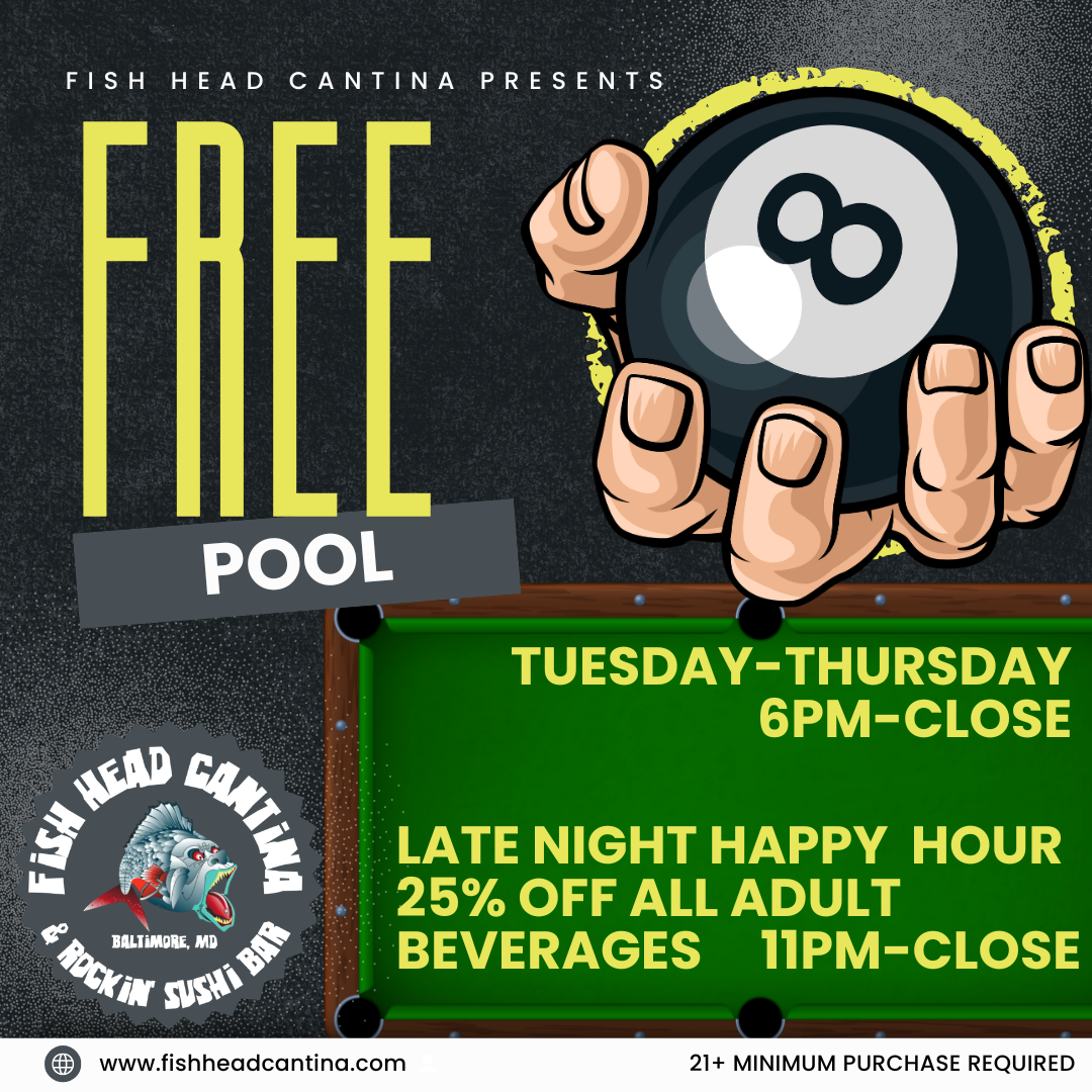 Fish Head Cantina Free Pool Flier