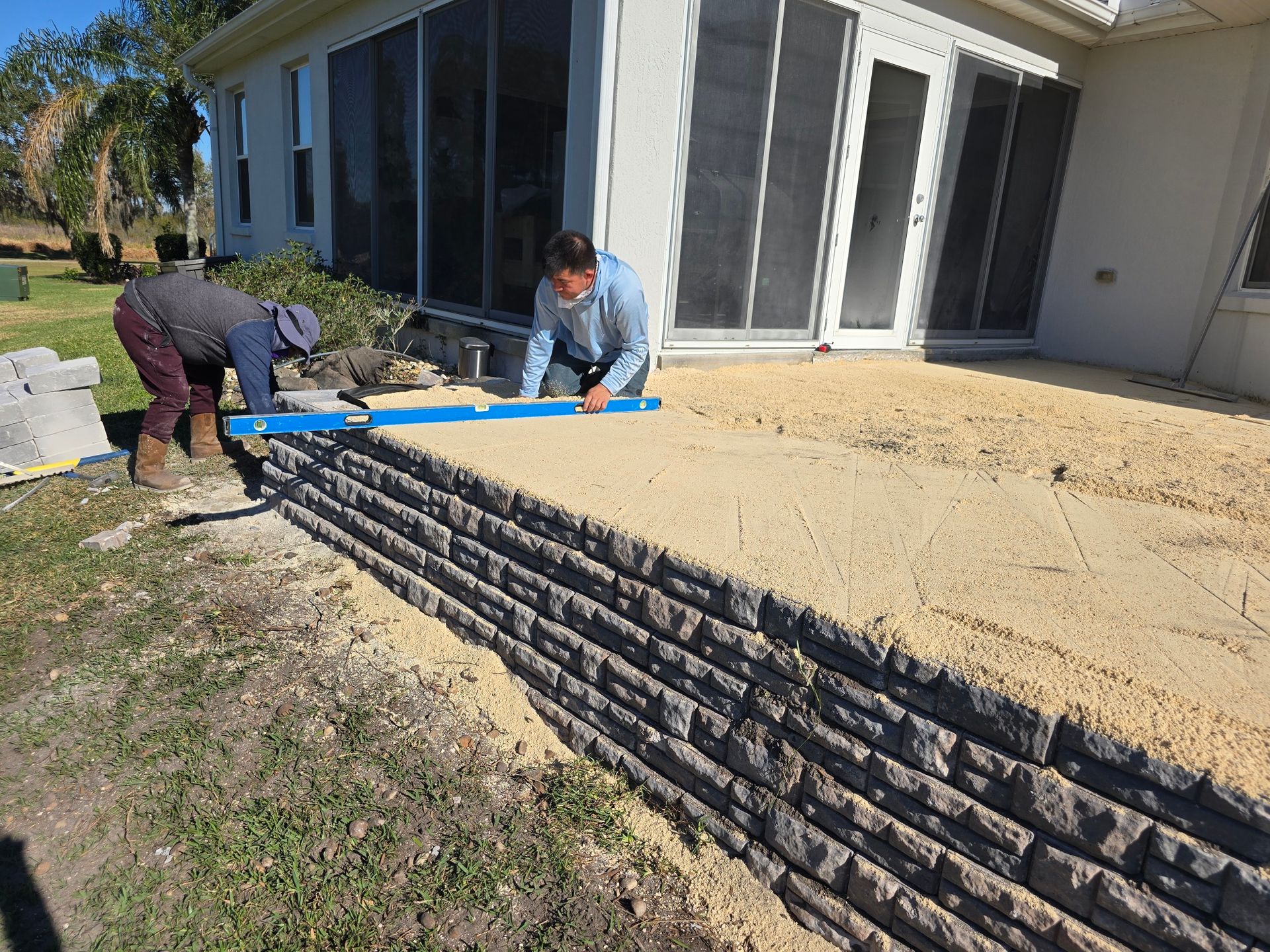 external wall coating made stacked bricks