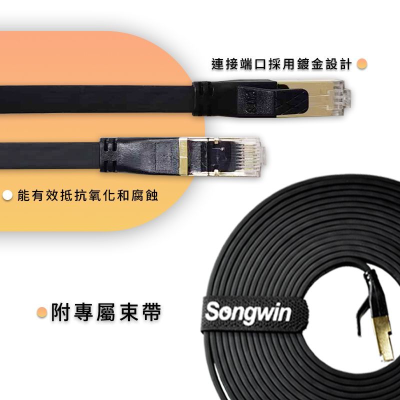 FRJ-C801  Cat.8 極速網路傳輸線 40Gbps極速 5G高速 0.3cm超薄線 穩定抗干擾 台灣現貨 附束帶