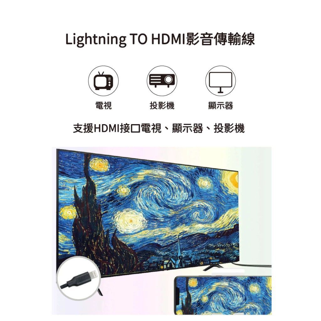 IP-HD01 Lightning to HDMI 影音傳輸線 援3G+Wifi 可支援更新至 iOS10
