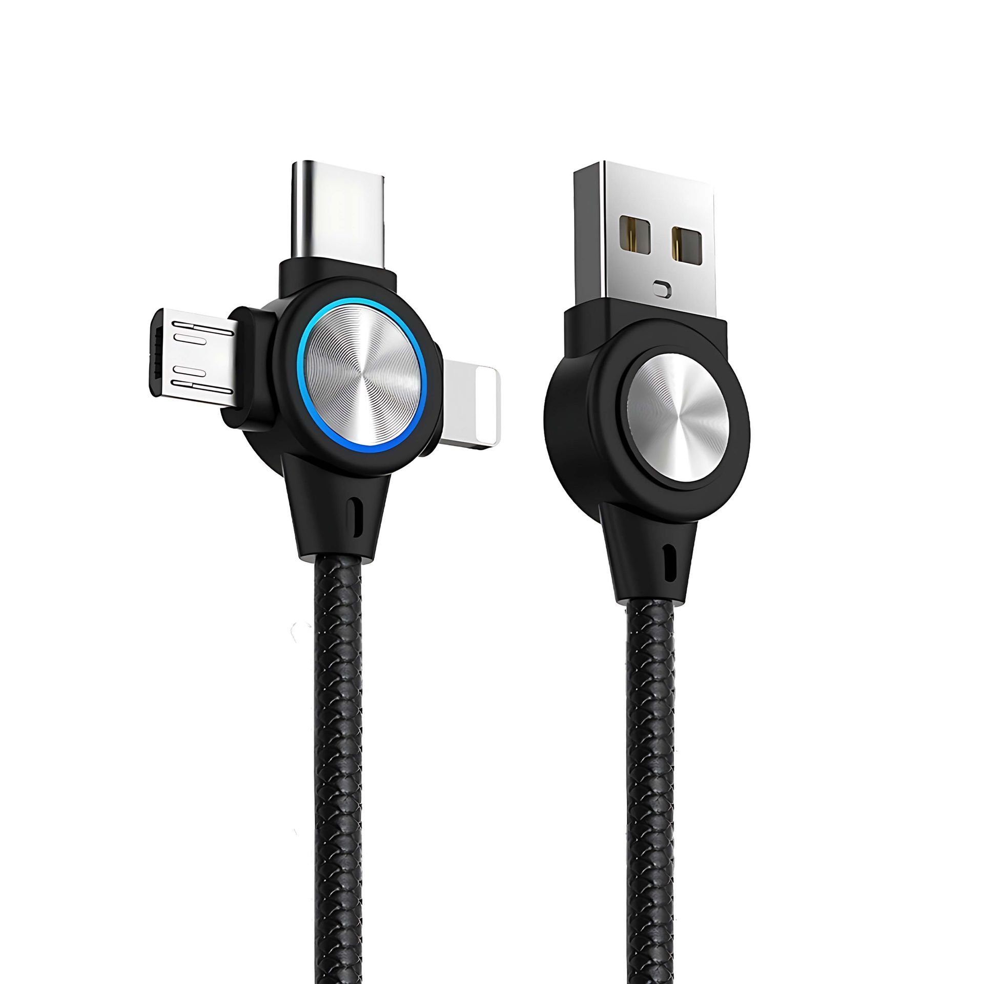 IP-MT120 萬用快充傳輸線 黑色 3 合 1 的線材一條抵 3 條,適用市面上手機與平板,線長 1.2m