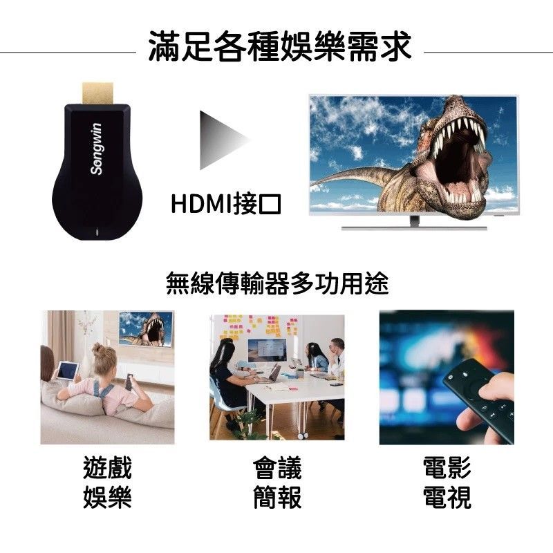 M-T02 無線同頻智能電視棒 將手機/平板螢幕投射至電視/螢幕 會議簡報