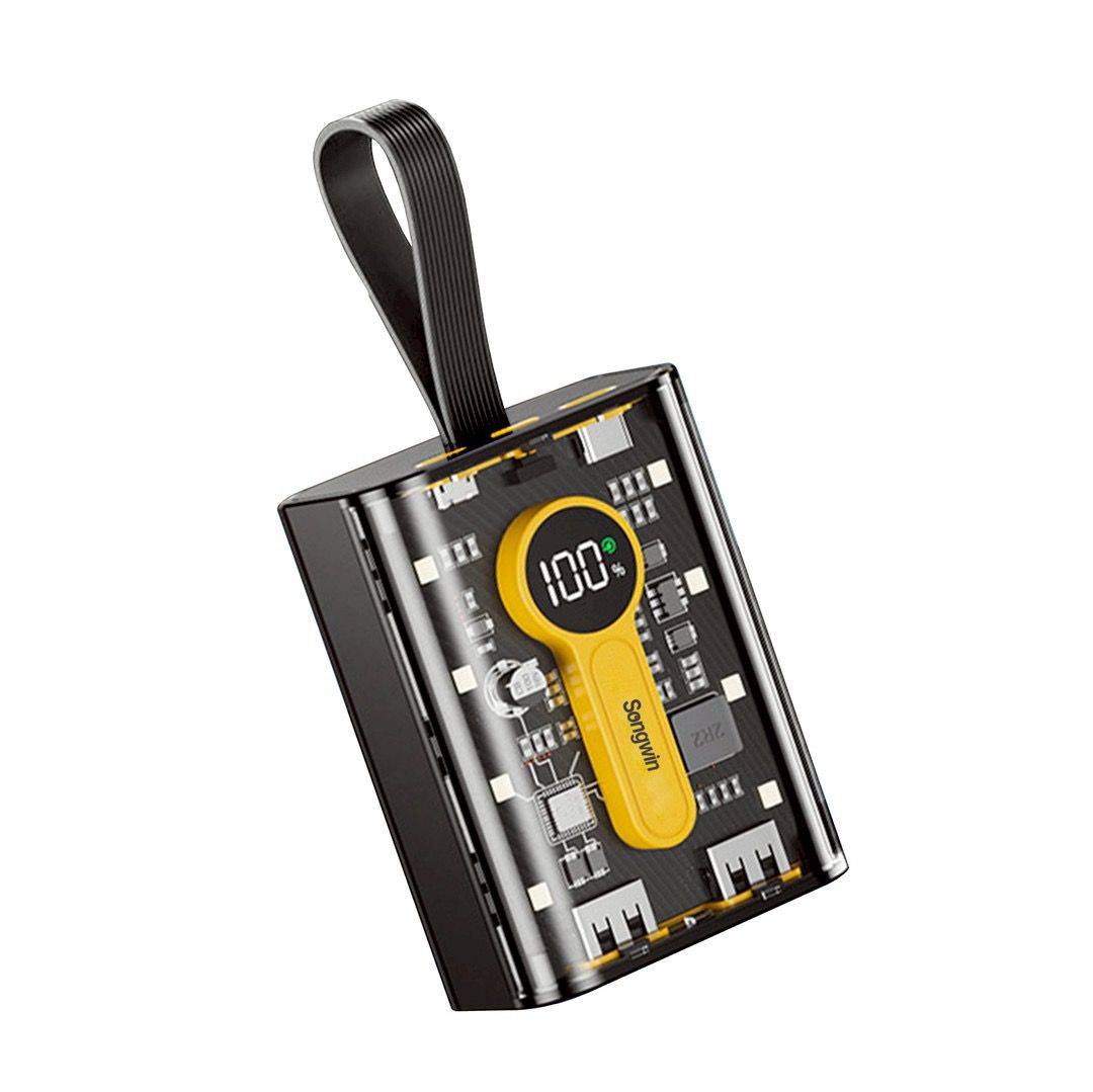 PB-M12 多功能透明行動電源 10000mAh 連接5台設備 快沖 LED數字顯示 自帶三線 四段LED燈