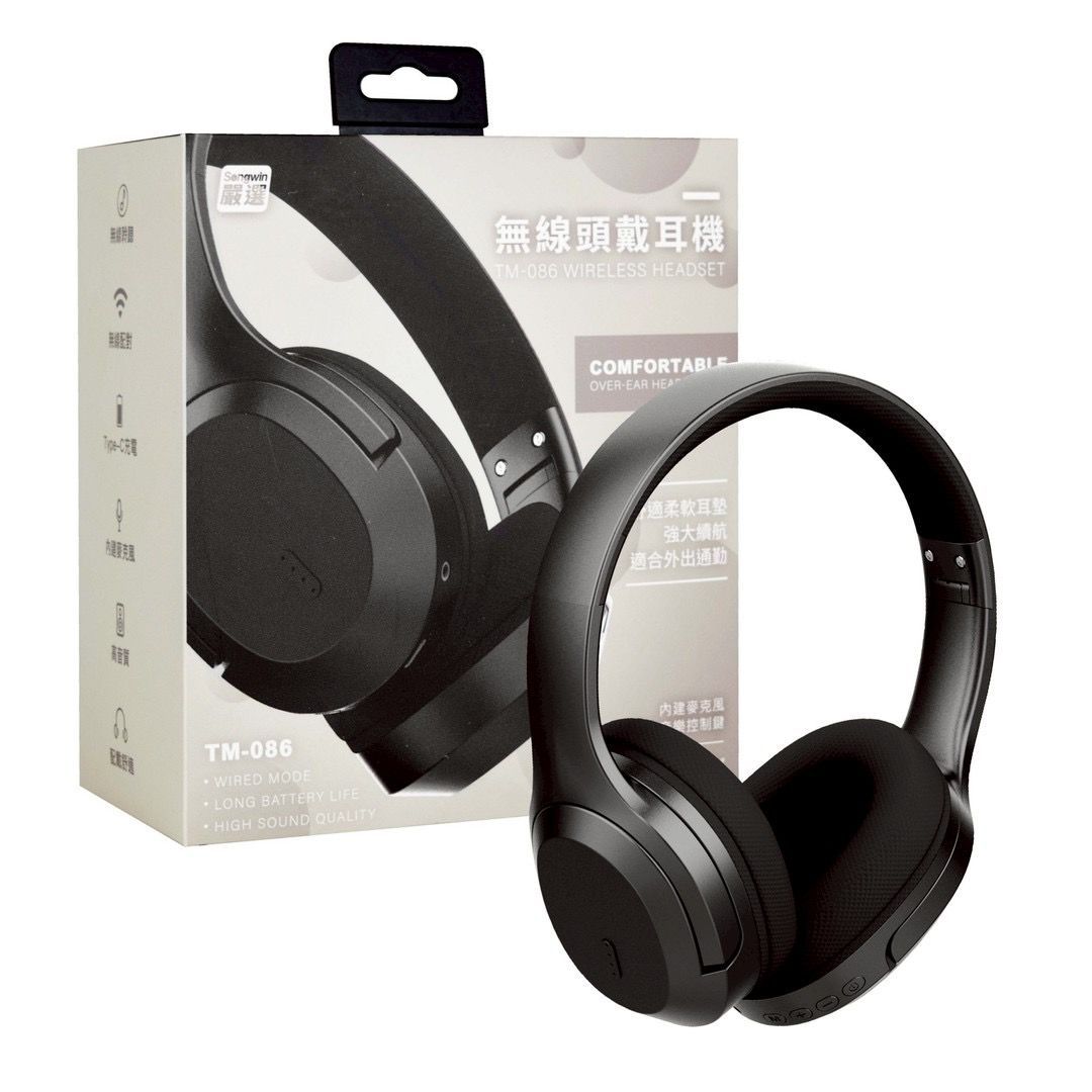 全罩式無線頭戴耳機 Type-C 充電 另有3.5mm接口 喇叭使用40mm大單體 內建麥克風 台灣現貨 TM-086