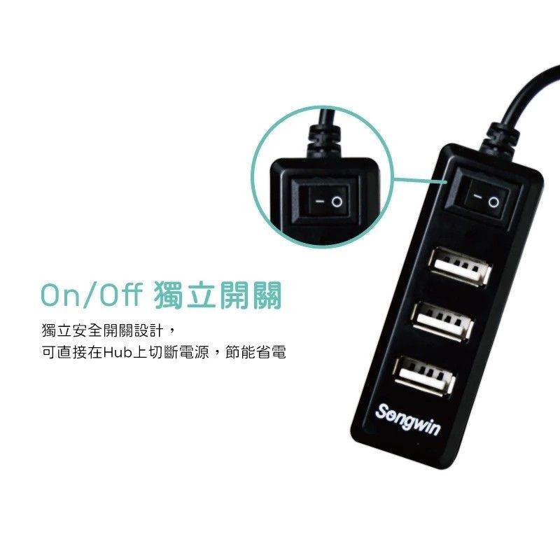 UH-2016BP 獨立式插座 HUB .4USB阜 黑色/白色 隨插即用免驅動,支援熱插拔 獨立安全開關設計