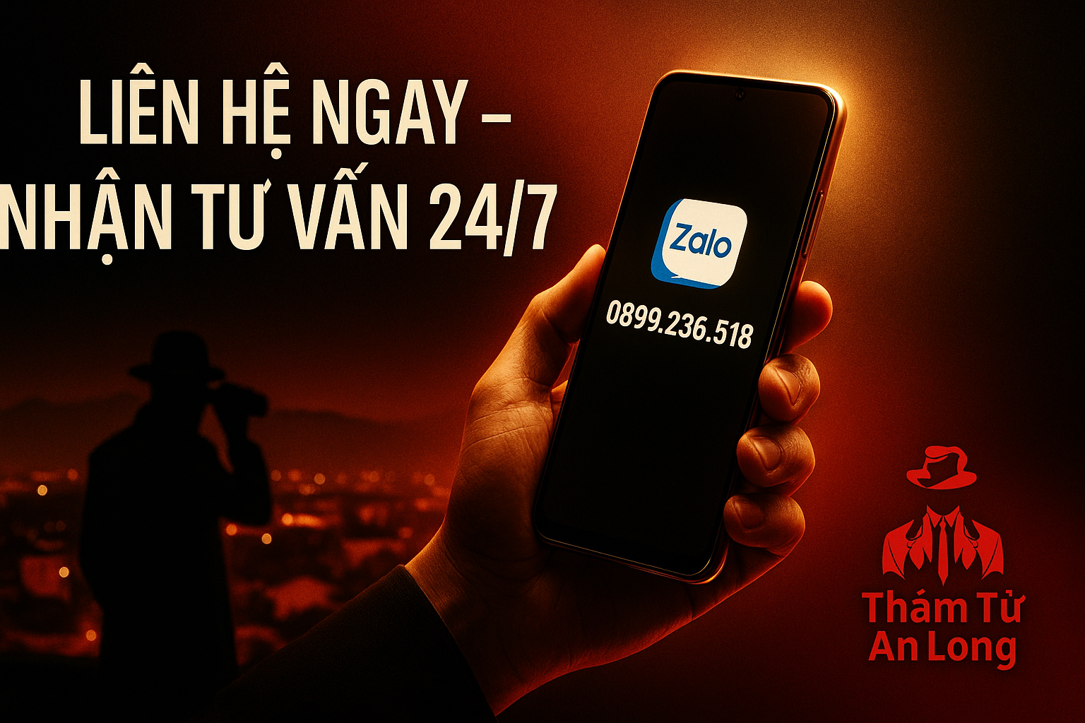 Liên hệ Văn phòng Thám Tử An Long Lào Cai qua Zalo 0899.236.518 để nhận tư vấn miễn phí 24/7.