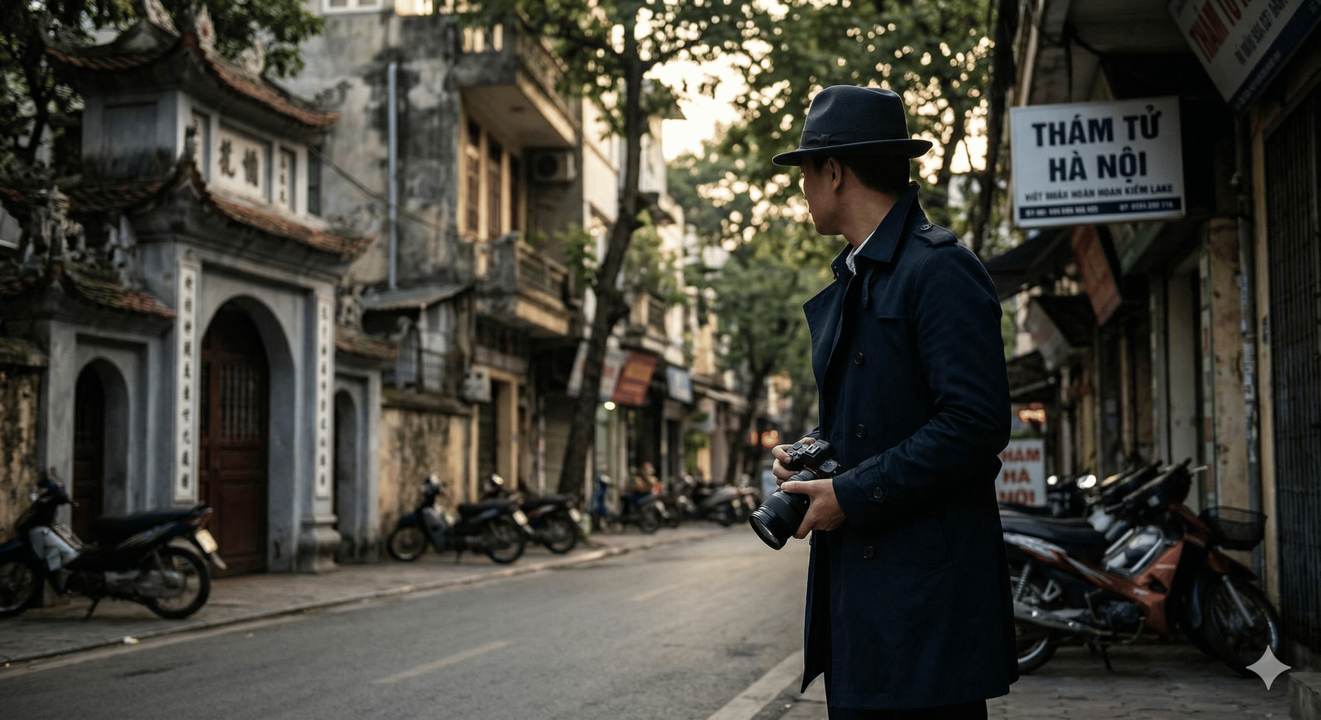 Thám tử tư chuyên nghiệp tại Hà Nội đang thực hiện nhiệm vụ giám sát bí mật.