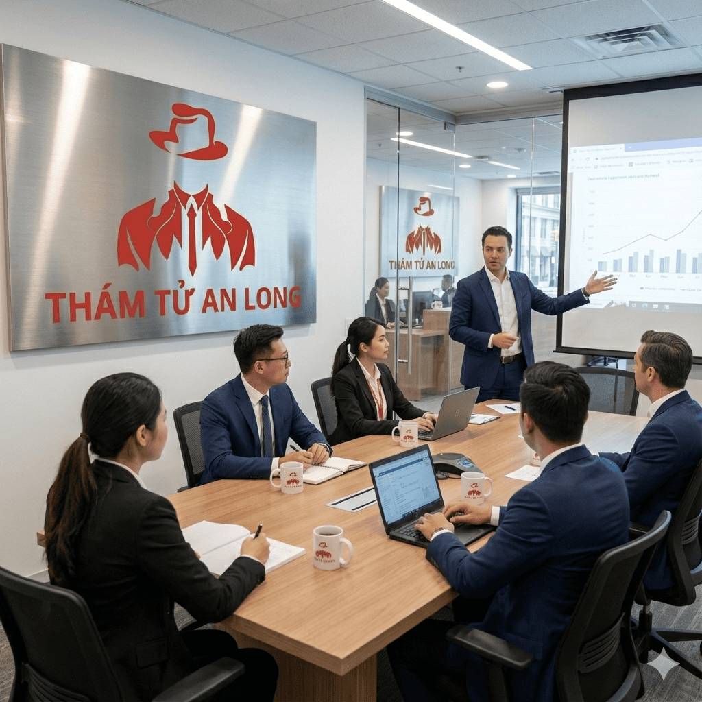 Đội ngũ thám tử chuyên nghiệp làm việc tại trụ sở công ty Thám tử An Long