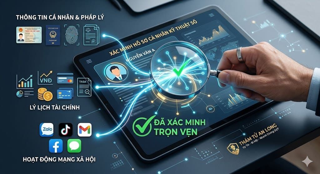 Dịch vụ xác minh thông tin cá nhân, lý lịch và tài chính chuyên nghiệp bằng công nghệ cao.