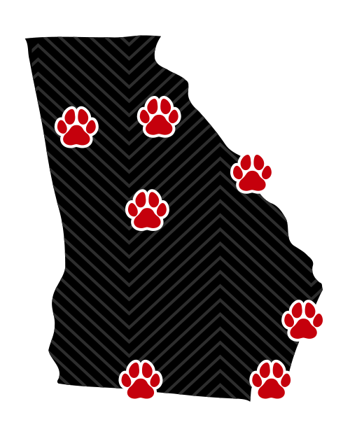 A map of georgia with paw prints on it