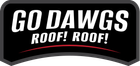 A logo for a company called go dawgs roof roof.