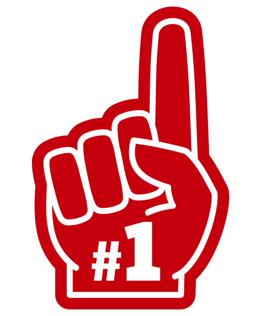 A red foam finger with the number 1 on it