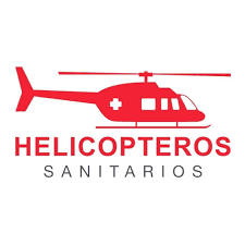 Red medical helicopter graphic with white cross,