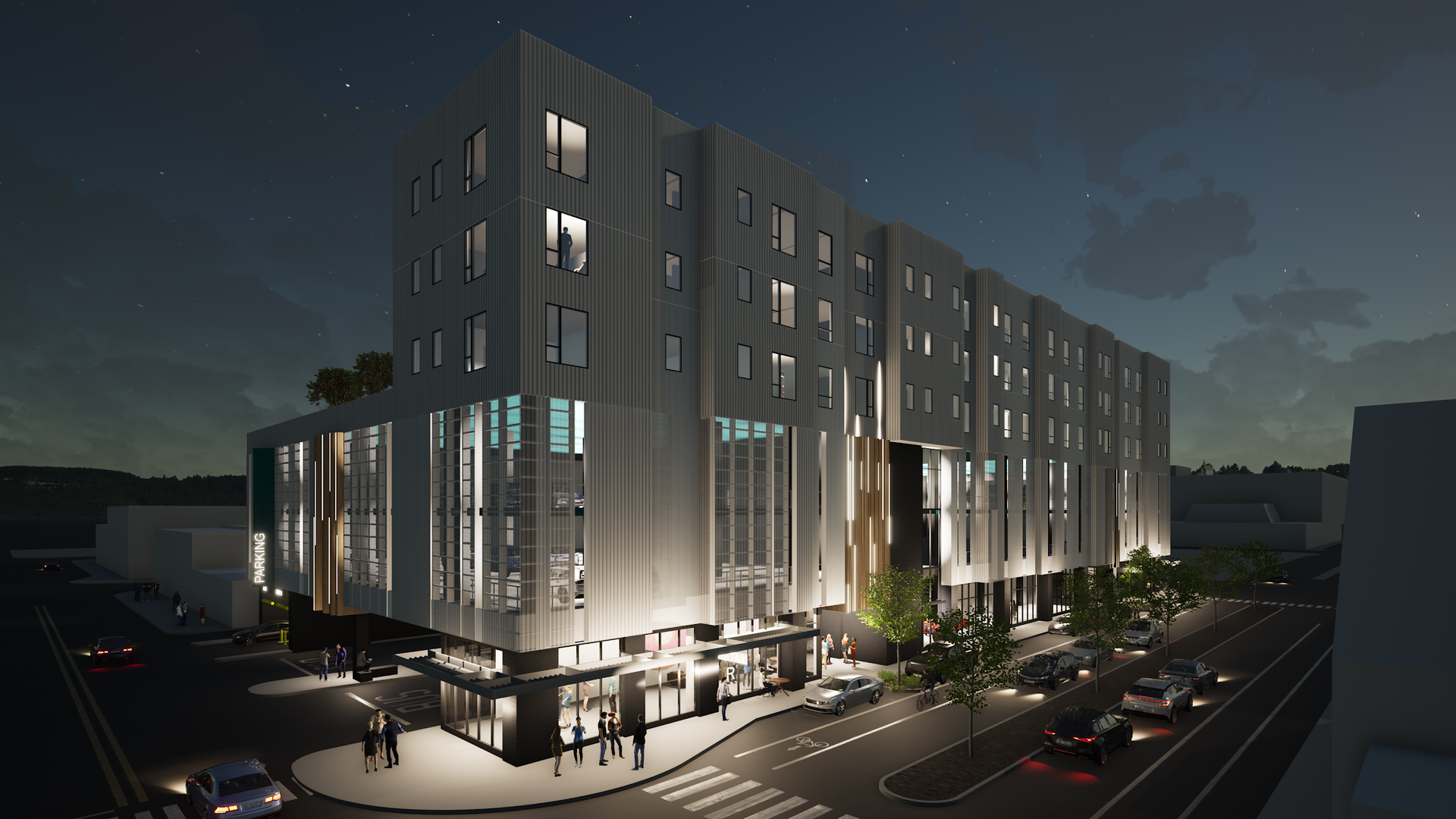 An artist 's impression of a large building at night