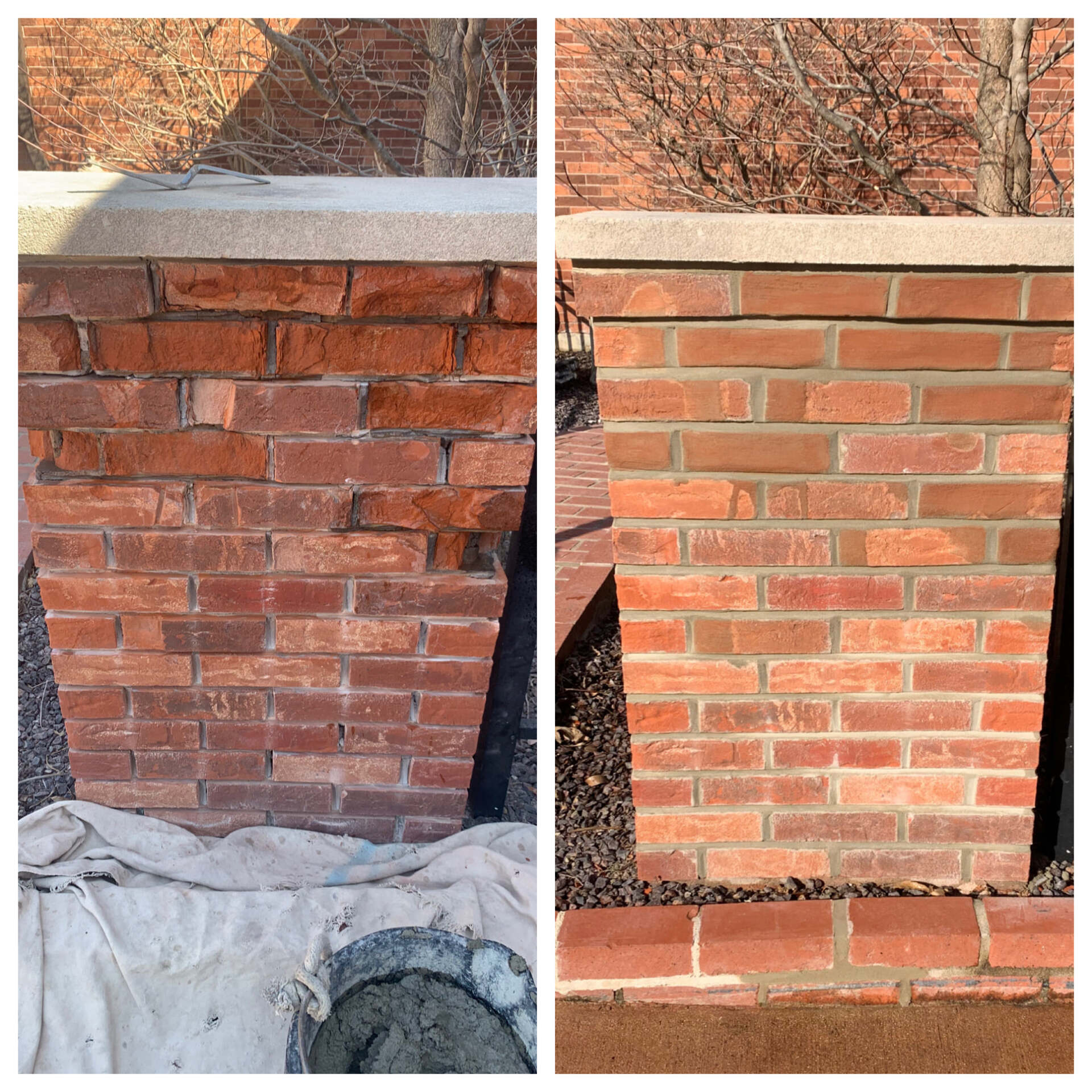 Before And After Chimney — St. Louis, MO — Mirelli Tuckpointing LLC