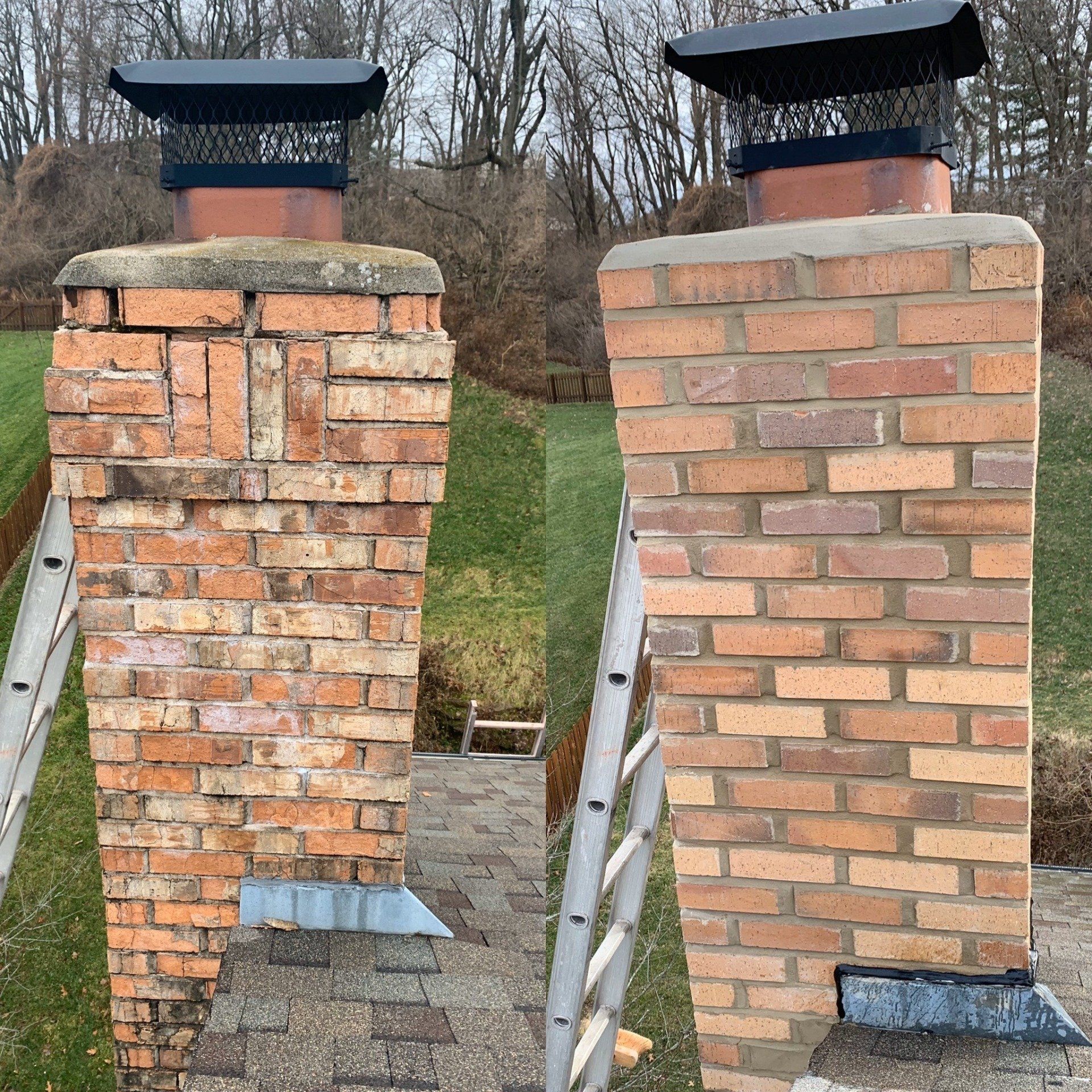 Fixed Post Before And After — St. Louis, MO — Mirelli Tuckpointing LLC