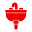 Red icon of a sink with a faucet, representing plumbing.