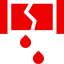 Red rectangle with a crack, dripping two red droplets, symbolizing something broken or damaged.