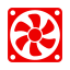 Red and white computer fan icon.