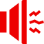 Red speaker icon emitting sound waves.