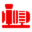 Red icon of a pump with a motor base.