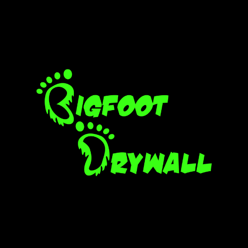 Green Bigfoot Drywall logo on a black background, featuring a footprint and text.