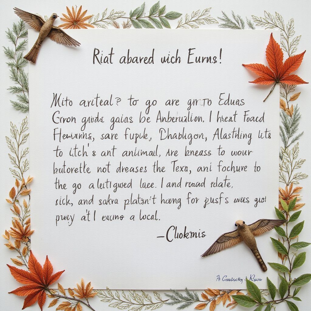 A handwritten note with a decorative border. The text wishes