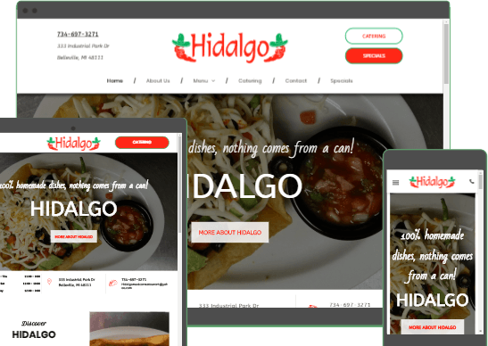 hidalgo mexican restaurant responsive website