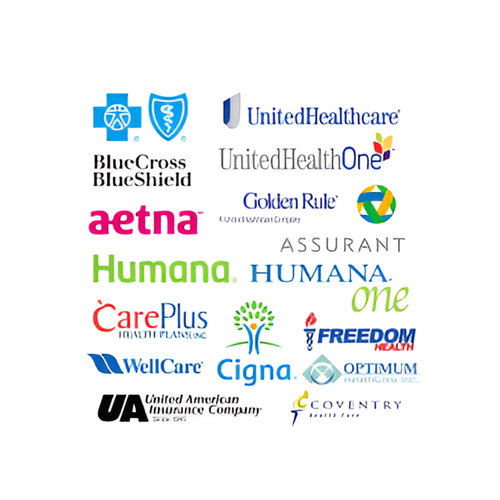 A bunch of logos for different health insurance companies on a white background