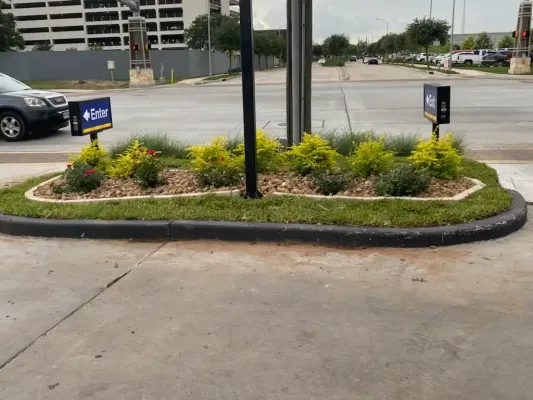 A parking lot with a sign that says epic on it